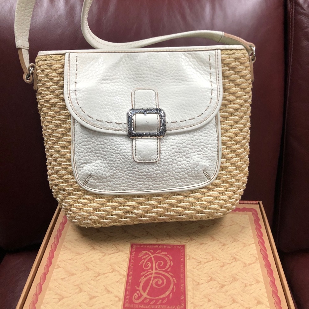 Brighton Colby Handbag in Tan and White